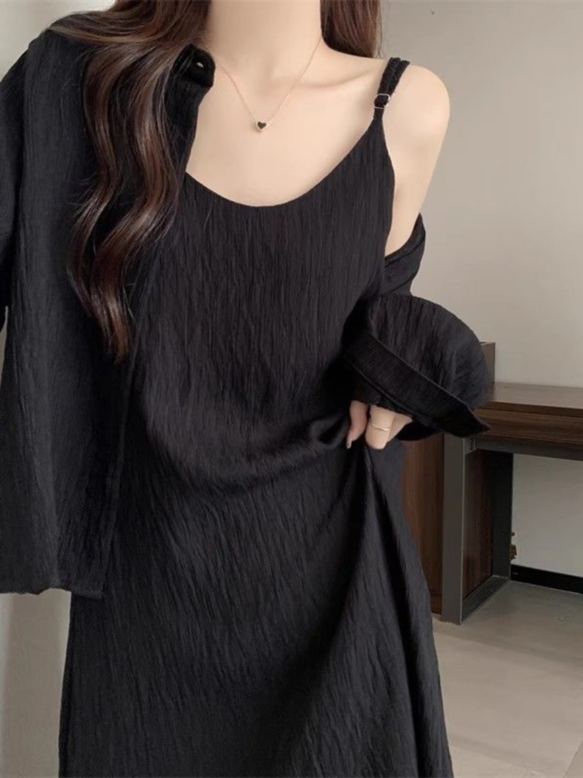 Korean Style A Line Shirt Dress - Vestido holgado de verano para mujer,