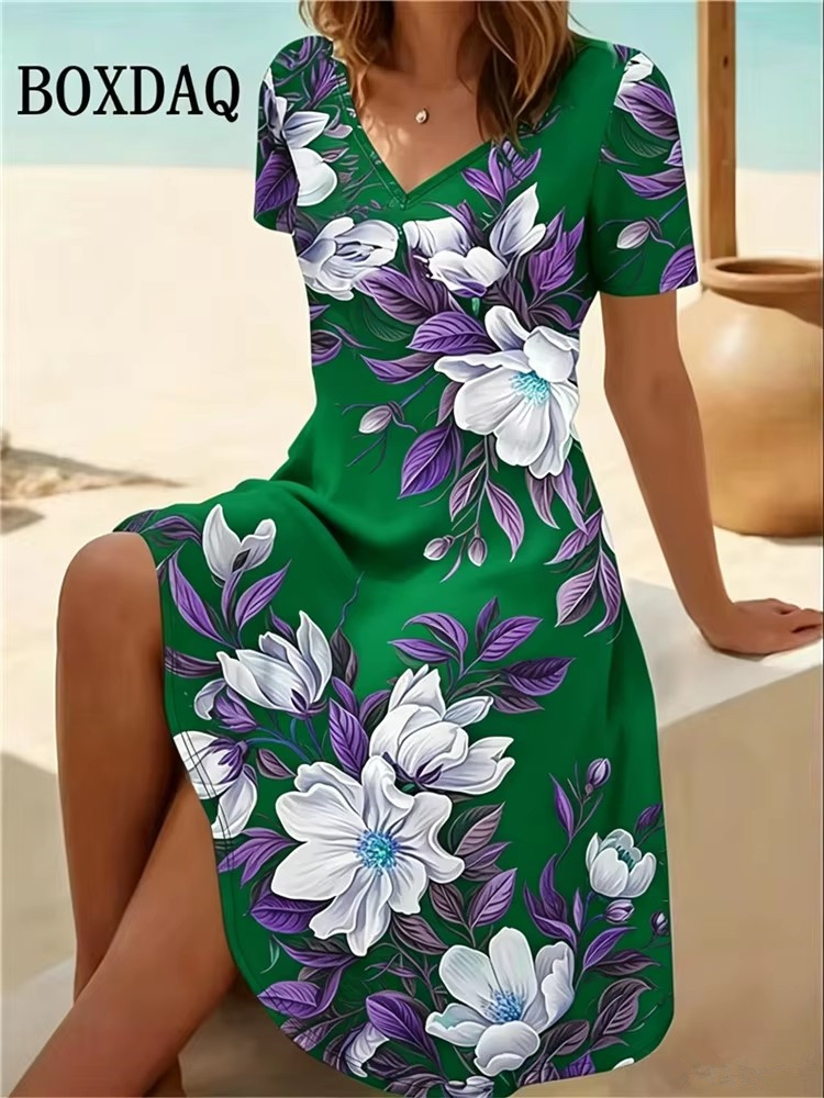 Boho Summer Beach Maxi Dress - Vestidos de talla grande 6XL para