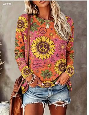 Blouses - Camiseta de manga larga para mujer,