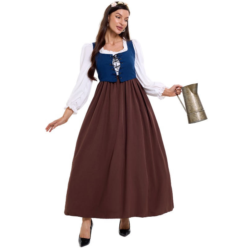 Tops - Traje de campesina vintage para mujer,