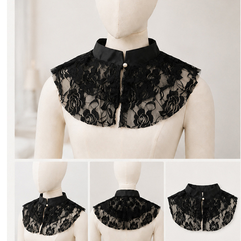 Dresses - Elegante Cuello Falso de Encaje Floral