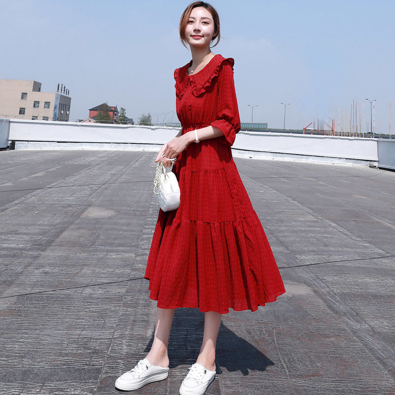 Vestido Midi holgado de chifón - French Vintage Floral Midi Dress reseña y precio