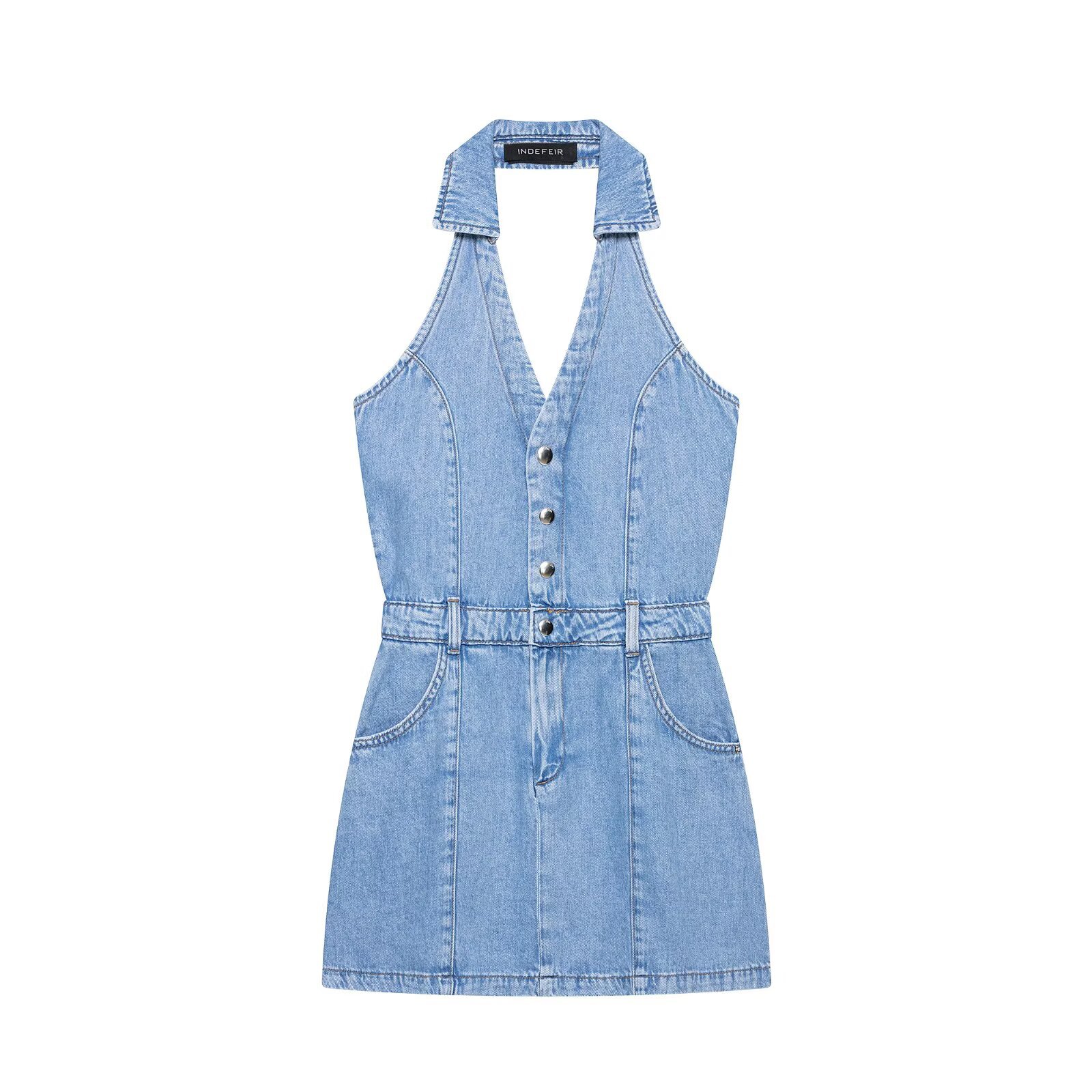 Vestido Mini Vaquero Halter Y2 - Y2K Backless Halter Mini Dress reseña y precio