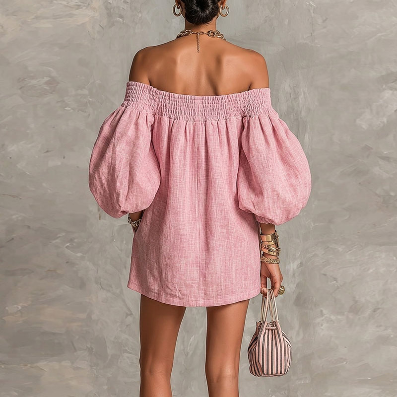 Vestido Nuevo de Mujer con Hom - Off Shoulder Puff Sleeve Sundress reseña y precio