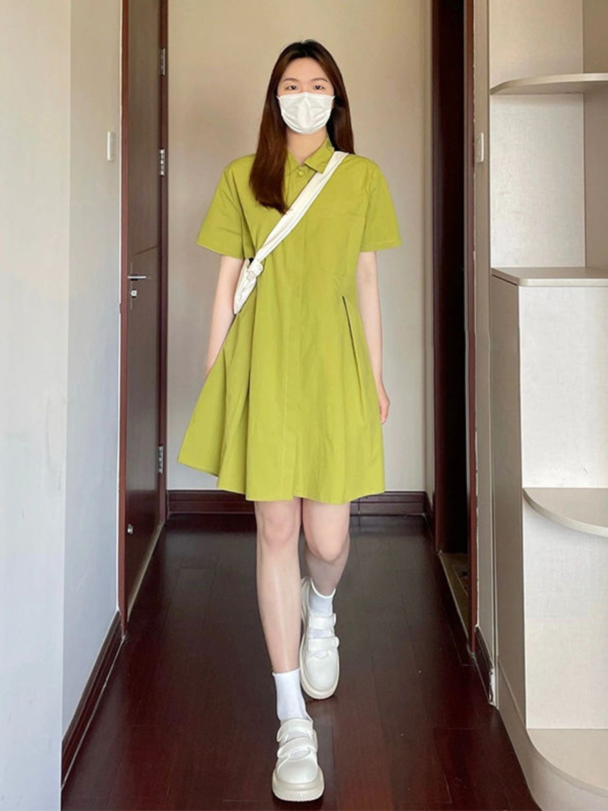 Vestido de talla grande con cu - Korean Style A Line Shirt Dress reseña y precio