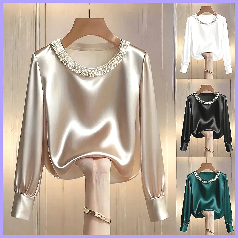 Blusa Elegante de Satén con Cu - Blouses reseña y precio
