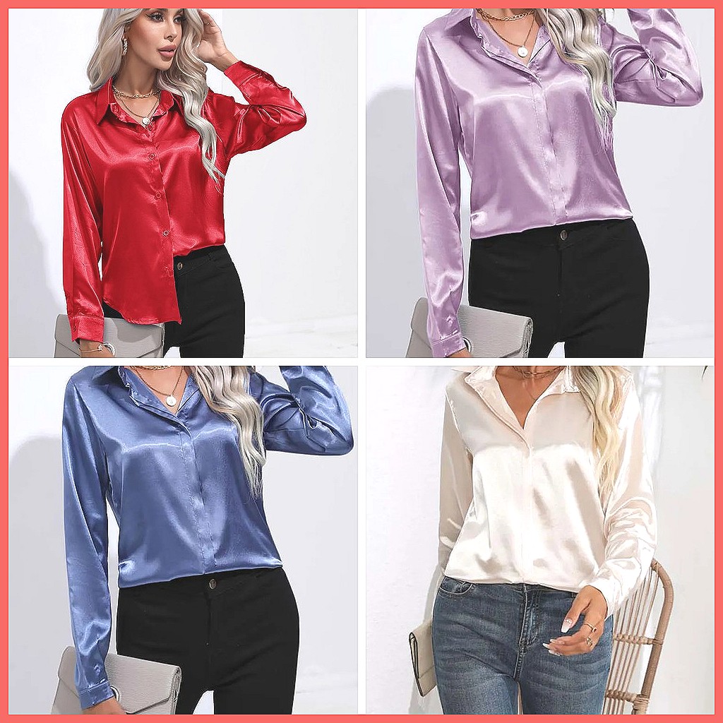 Camisa de Satén para Mujer, Pr - Blouses reseña y precio