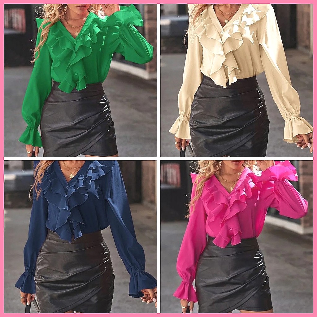 Blusa Elegante con Cuello en V - Blouses reseña y precio