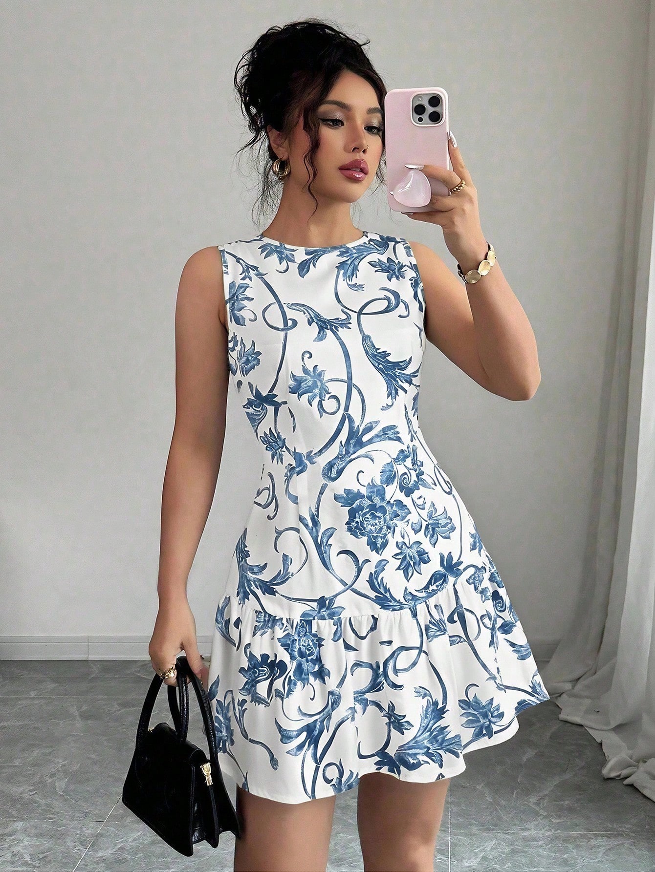 Vestido Mini sin Mangas con Es - French Vintage Floral Midi Dress reseña y precio