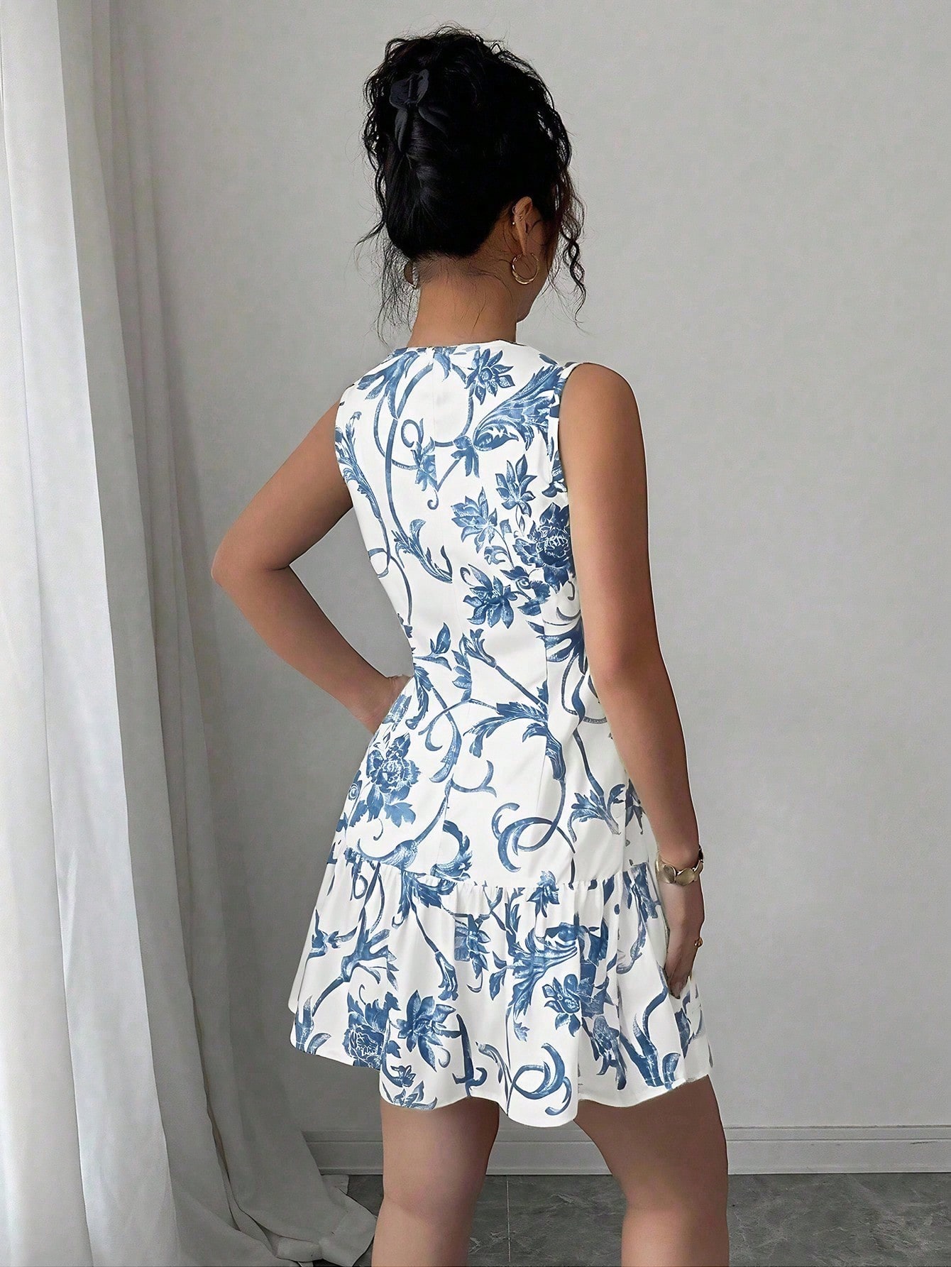 Vestido Mini sin Mangas con Es - French Vintage Floral Midi Dress reseña y precio