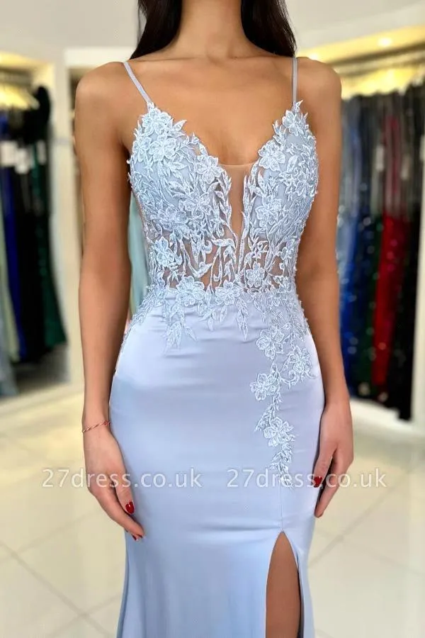 Elegante Vestido de Noche Azul - Elegant Satin Evening Gown Split reseña y precio