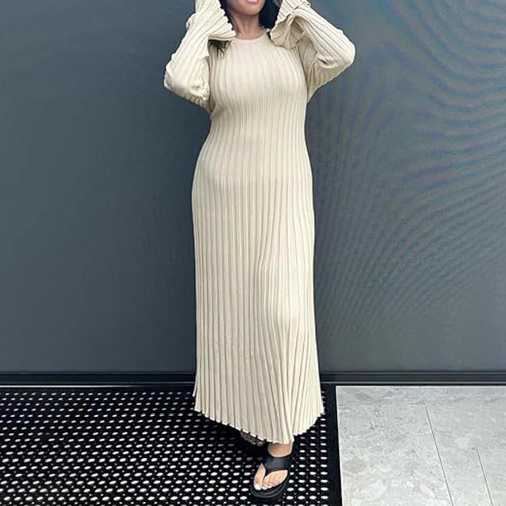 Vestido de punto acanalado par - Bodycon Long Sleeve Ribbed Dress reseña y precio