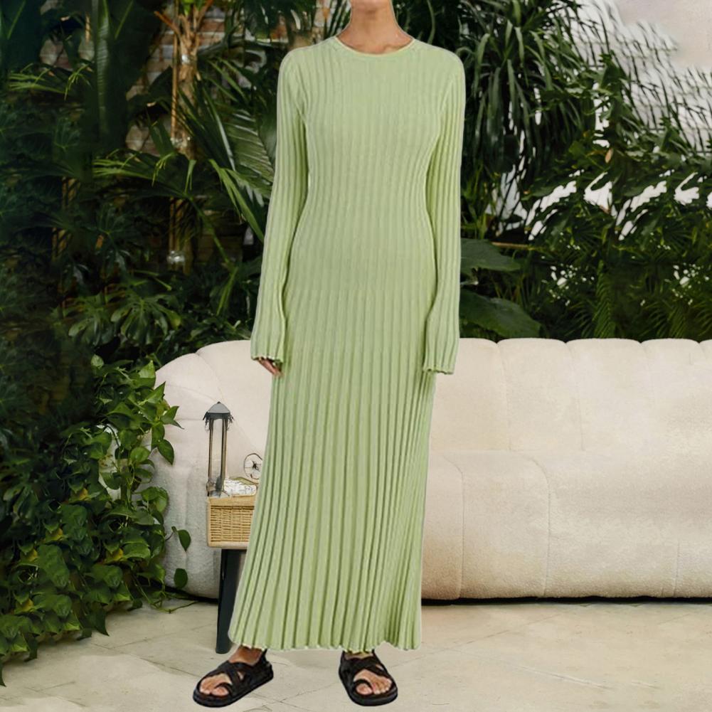 Vestido de punto acanalado par - Bodycon Long Sleeve Ribbed Dress reseña y precio