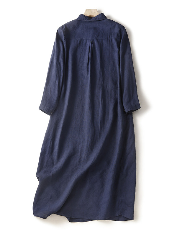 Vestido Camisero Casual de Alg - Casual Loose Linen Shirt Dress reseña y precio
