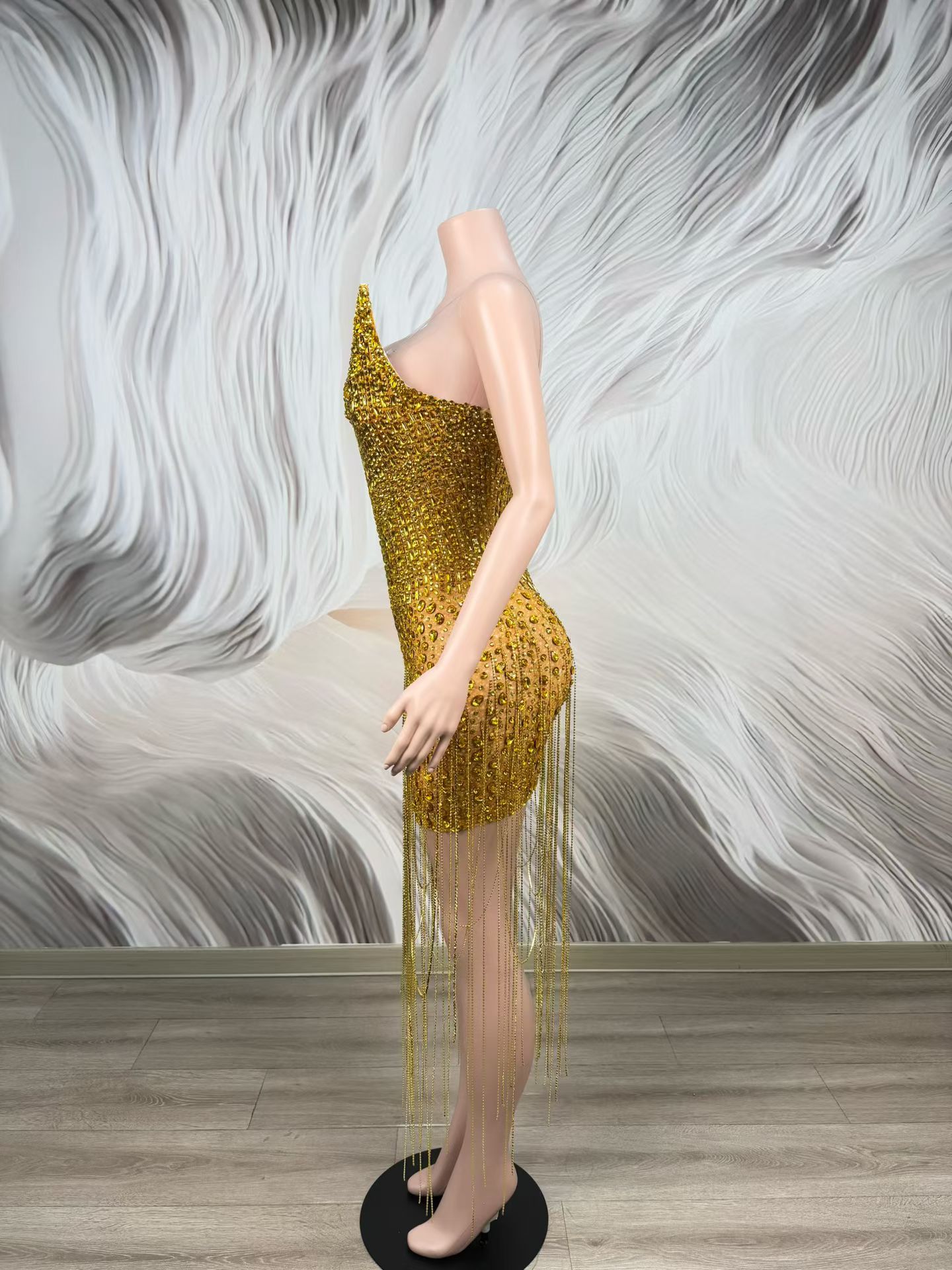 Vestido de cóctel dorado de lu - Sparkly Rhinestone Club Party Dress reseña y precio