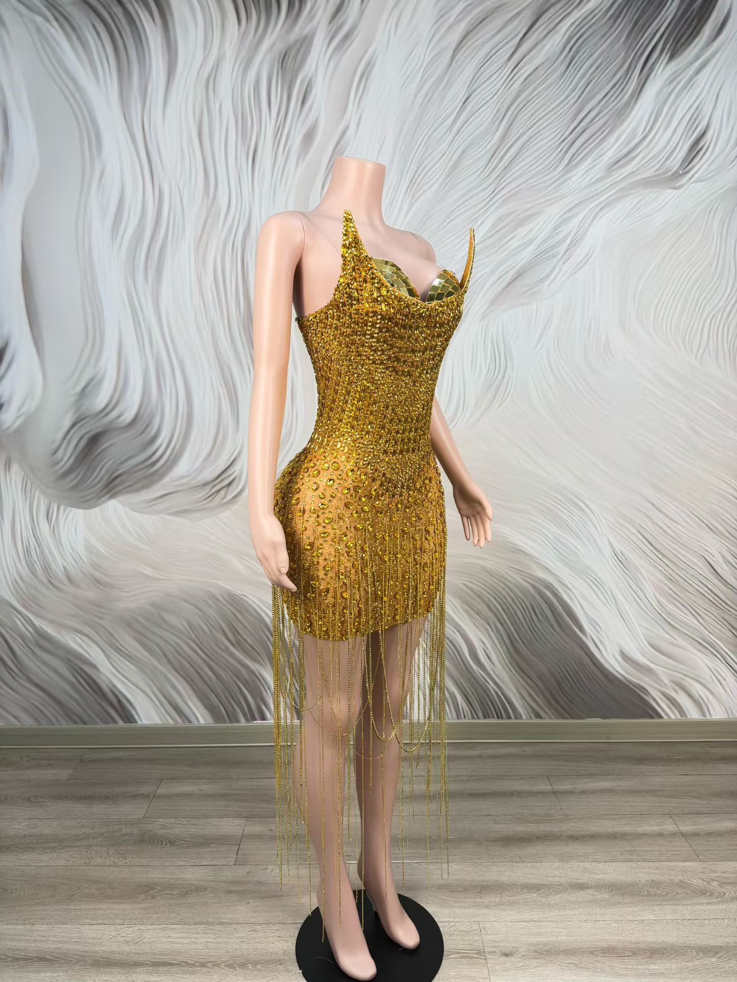 Vestido de cóctel dorado de lu - Sparkly Rhinestone Club Party Dress reseña y precio