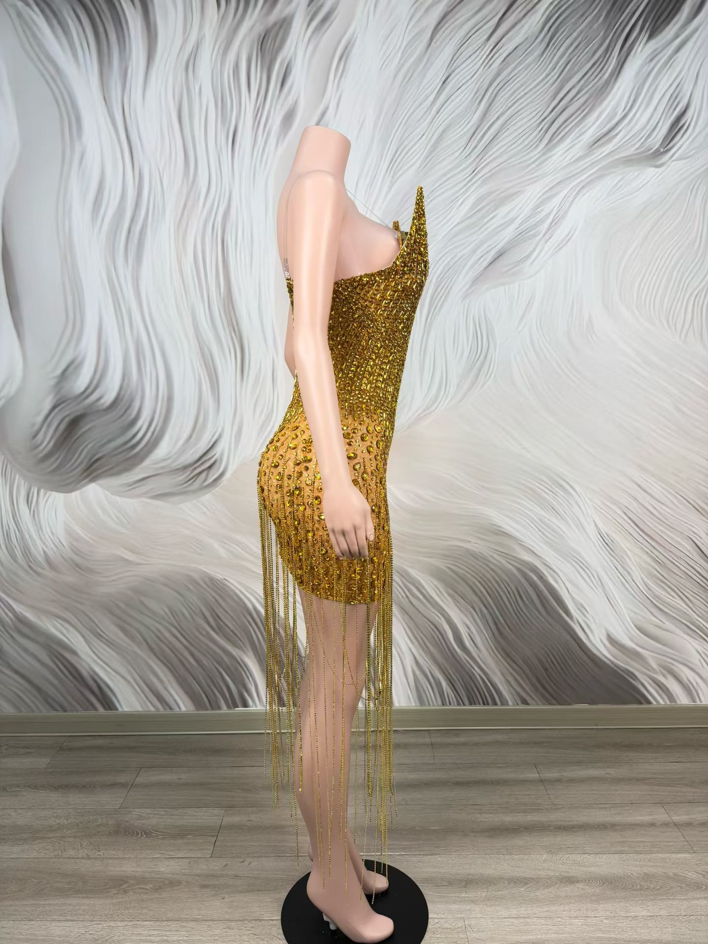 Vestido de cóctel dorado de lu - Sparkly Rhinestone Club Party Dress reseña y precio
