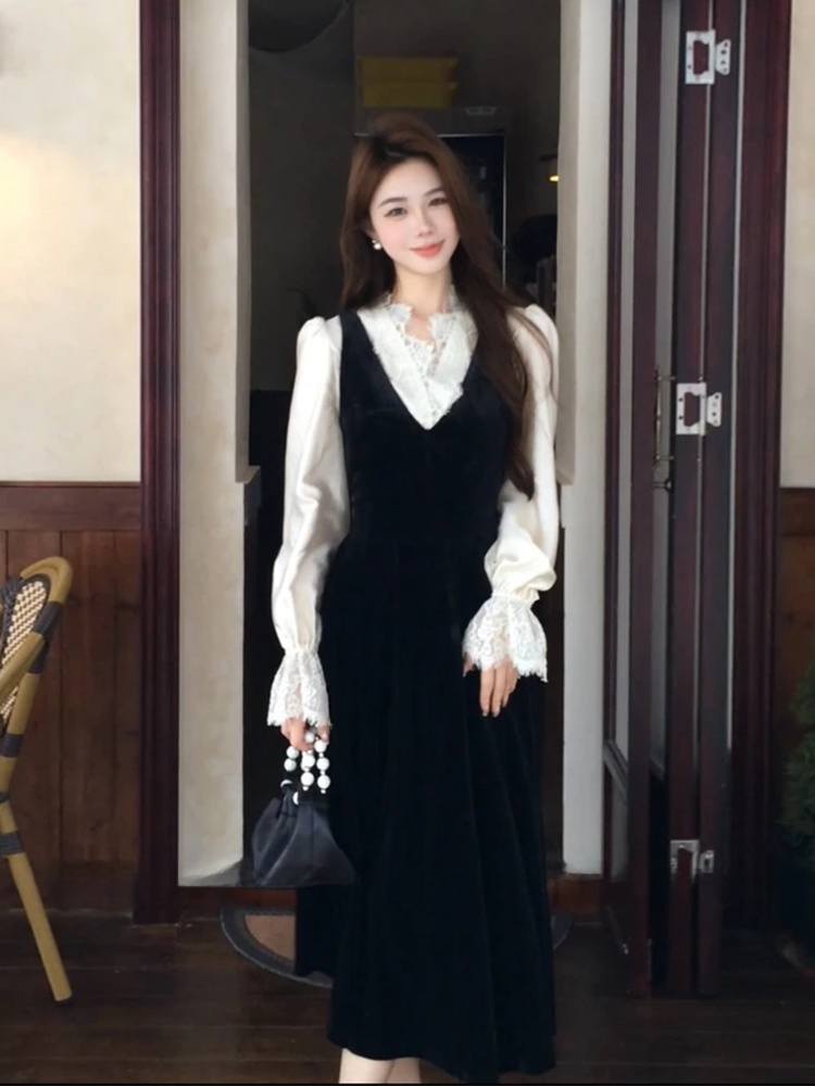 Camisa de Seda con Parches de  - Korean Style A Line Shirt Dress reseña y precio