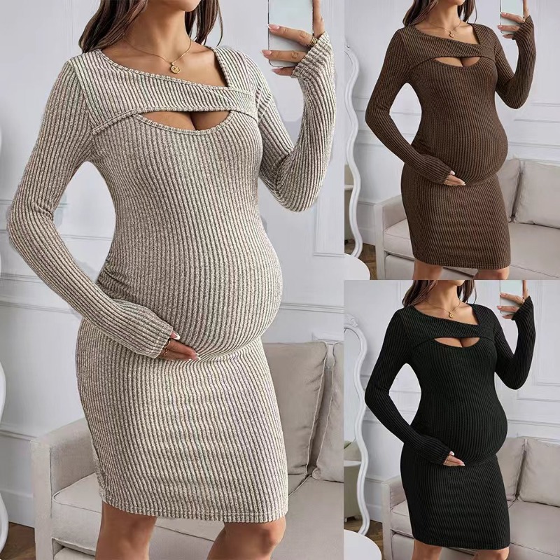 Ropa de Maternidad, Vestido de - Bodycon Long Sleeve Ribbed Dress reseña y precio