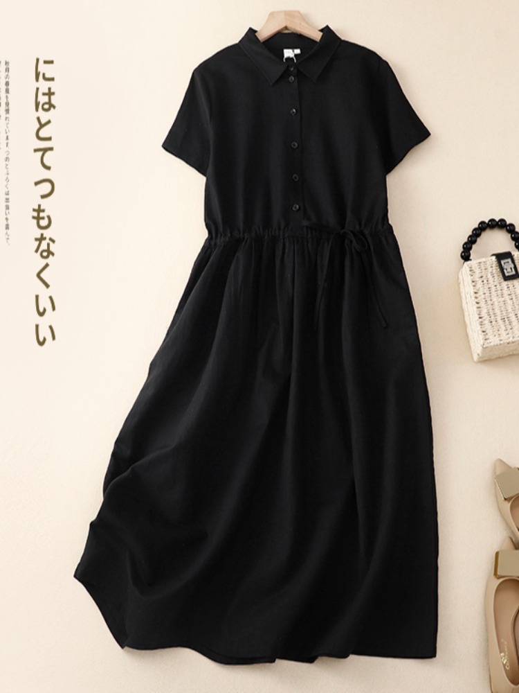 Vestido de Algodón para Mujer, - Korean Style A Line Shirt Dress reseña y precio