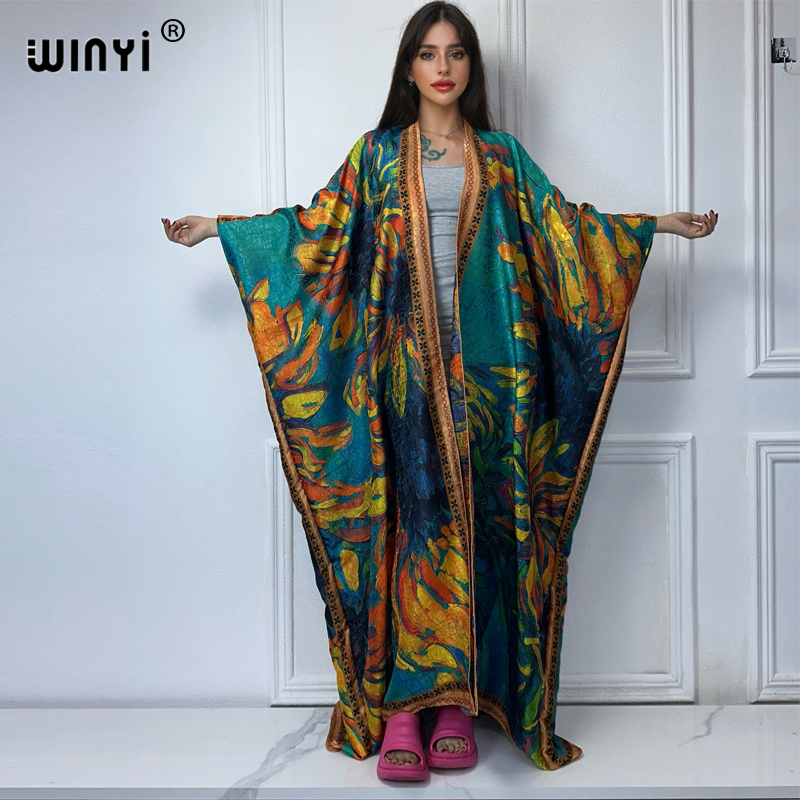 WINYI-abrigo abierto con estam - Boho Summer Beach Maxi Dress reseña y precio