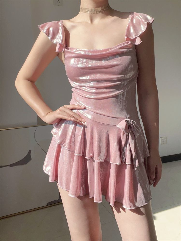 Traje de Baño Rosa Brillante p - Tops reseña y precio